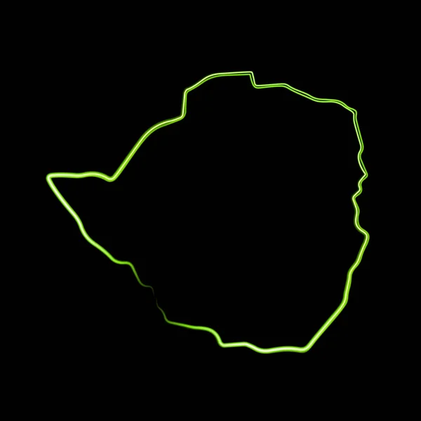 ネオン効果のあるジンバブエのベクトル分離アウトラインマップ — ストックベクタ