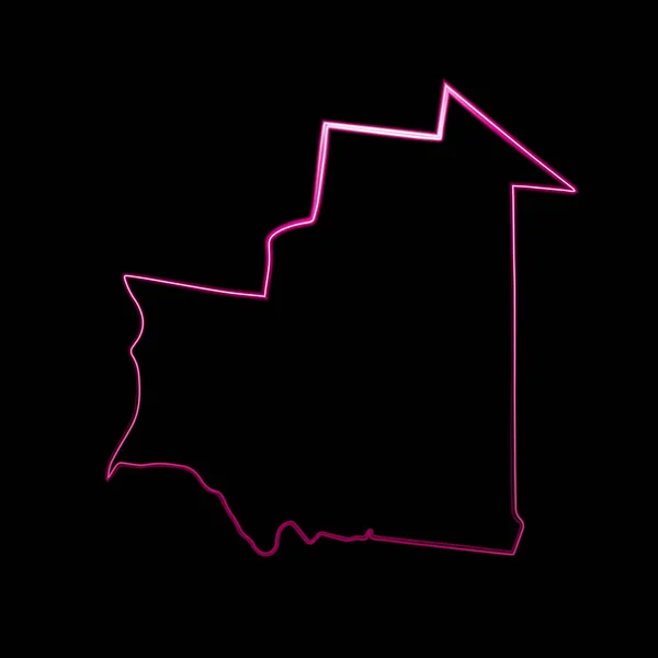 Vektorové Izolované Ilustrace Mauritánské Mapy Neonovým Efektem — Stockový vektor