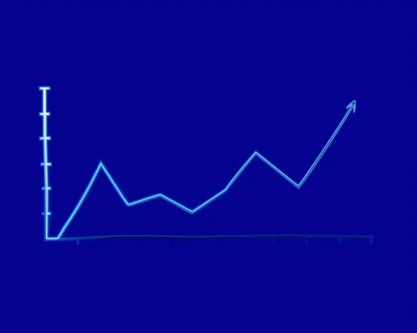 Vektorové Izolované Ilustrace Růstového Grafu Neonovým Efektem — Stockový vektor