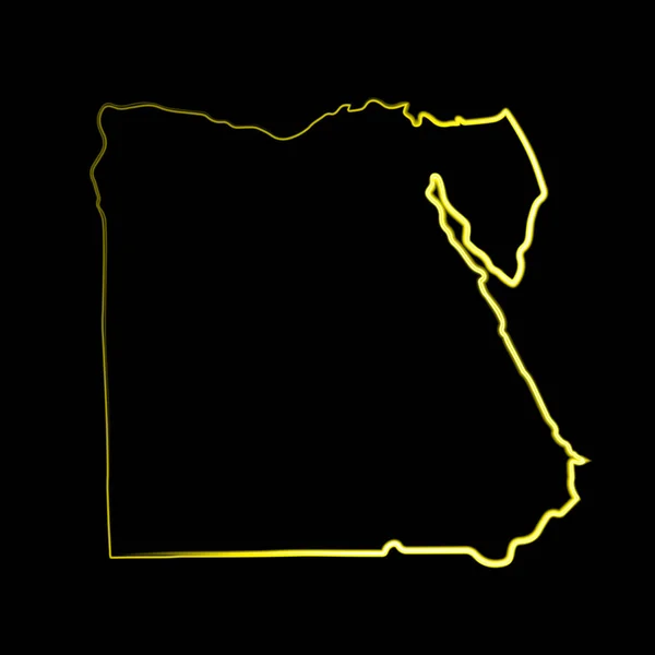 Vektorisolierte Darstellung Der Ägypten Karte Mit Neon Effekt — Stockvektor