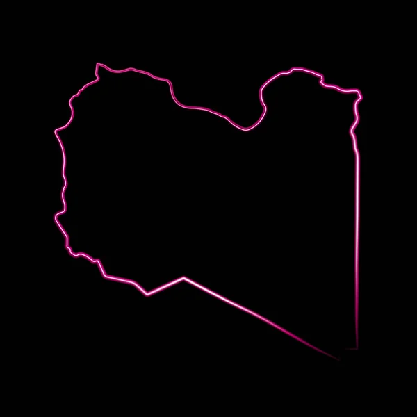 Ilustração Isolada Vetores Mapa Líbia Com Efeito Neon — Vetor de Stock