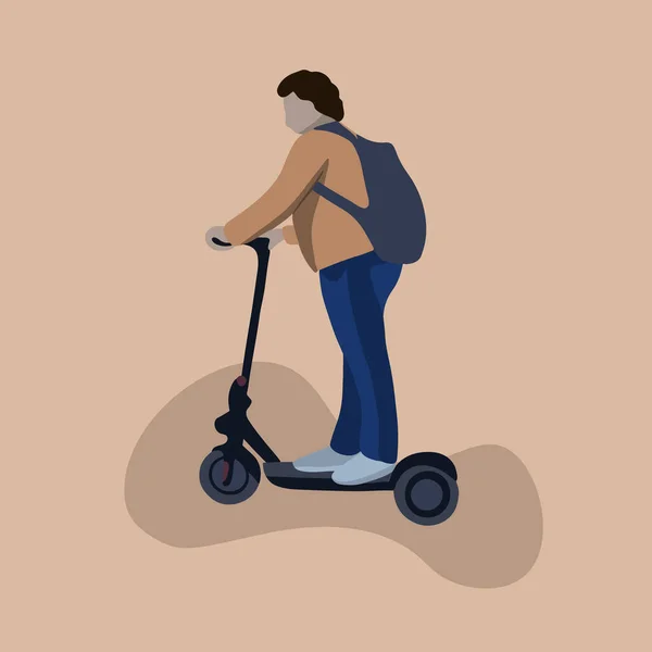 Illustration Vectorielle Isolée Homme Sur Scooter Électrique — Image vectorielle