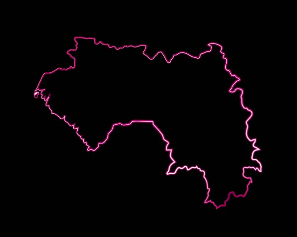 Illustrazione Isolata Vettoriale Della Mappa Della Guinea Con Effetto Neon — Vettoriale Stock