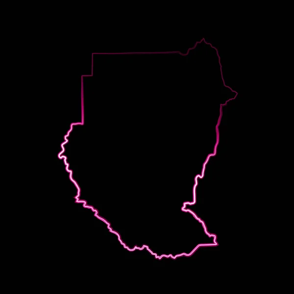 Ilustración Aislada Vectorial Del Mapa Sudán Con Efecto Neón — Vector de stock