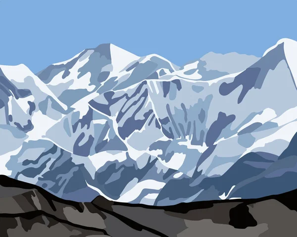 Illustration Vectorielle Isolée Beau Paysage Montagne — Image vectorielle
