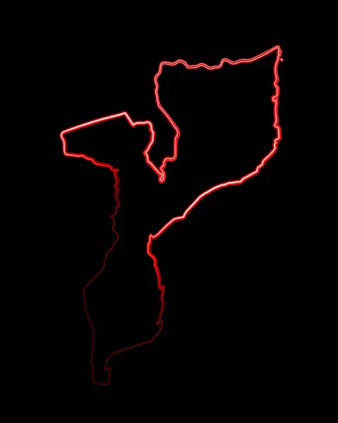 ネオン効果のあるモザンビーク地図のベクトル分離イラスト — ストックベクタ