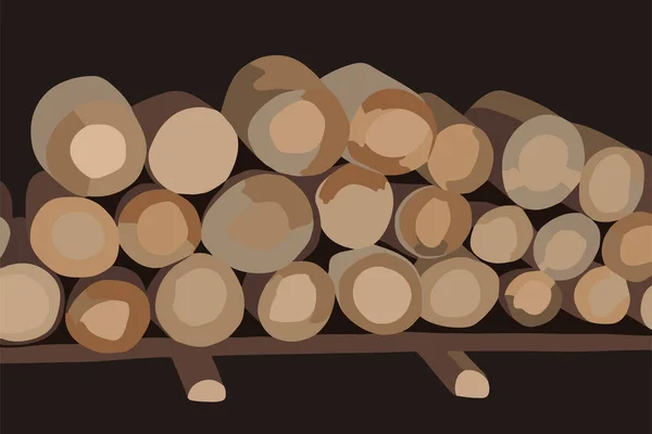 収穫した松の薪のベクトル分離図 — ストックベクタ