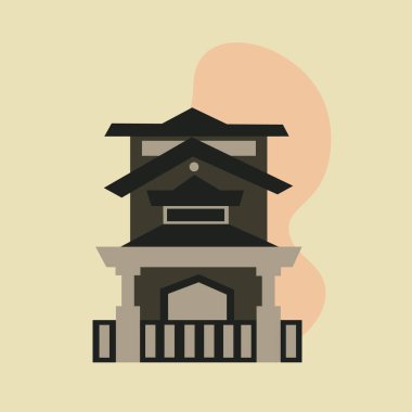 Vector isolated illustration of house in Asian style.