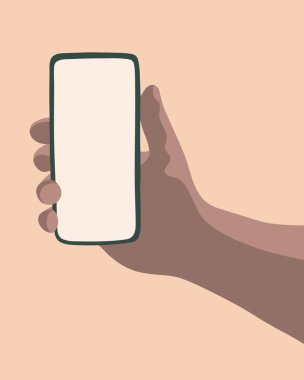 Vector isolated illustration of mobile phone in hand.