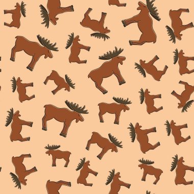 Vector isolated illustration of pattern with moose.