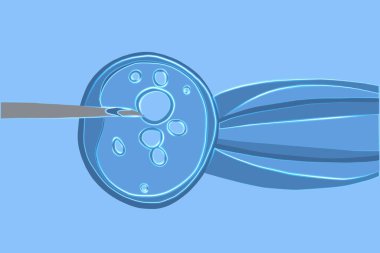Vector isolated illustration of artificial insemination under a microscope. Donation of egg cells. Egg freezing.
