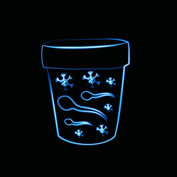 Векторні Ізольовані Ілюстрації Замерзання Сперми Неоновим Ефектом Сперма Контейнері Пожертвування — стоковий вектор