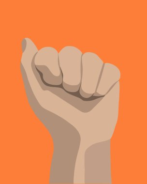 İnsan yumruğunun izole edilmiş bir temsili. Protesto çağrısı. İnsan hakları mücadelesi.