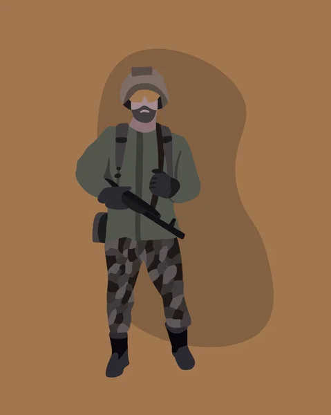 Vector Isoleerde Illustratie Van Een Militair Met Een Wapen Man — Stockvector