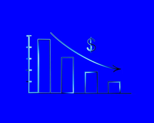 Vektorové Izolované Ilustrace Regresního Grafu Neonovým Efektem Padající Zisky Finanční — Stockový vektor