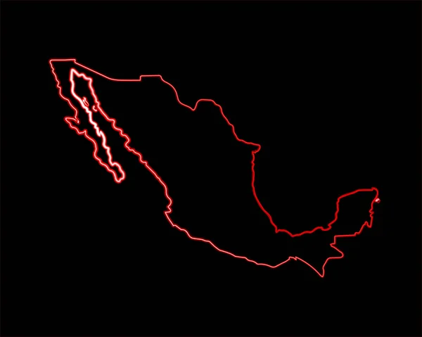 ネオン効果を持つメキシコ地図のベクトル分離イラスト — ストックベクタ