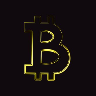 Neon efektli bitcoin simgesinin vektör izole çizimi.