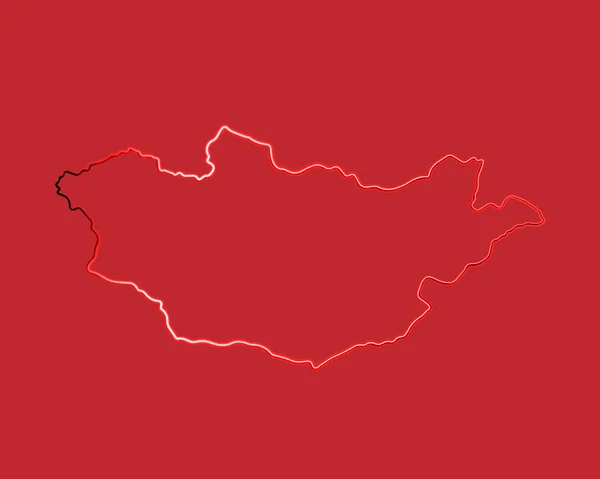 Ilustração Vetorial Isolada Mapa Mongólia Com Efeito Néon Mongólia Mapa — Vetor de Stock