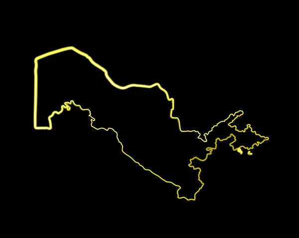 ネオン効果を持つウズベキスタン地図のベクトル分離イラスト — ストックベクタ