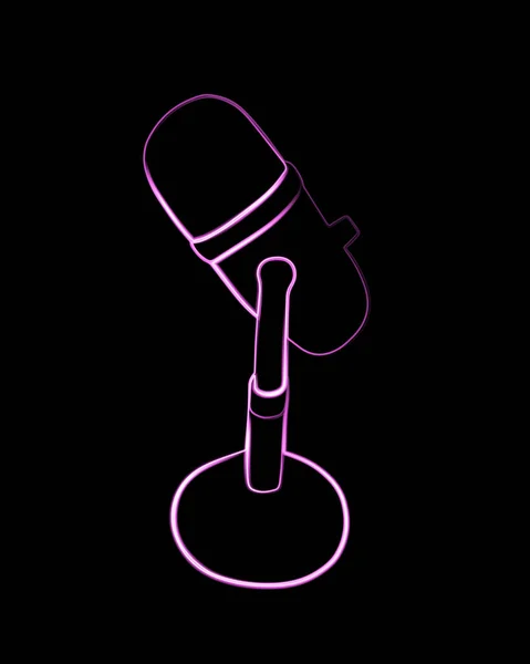 Vektorové Izolované Ilustrace Mikrofonu Neonovým Účinkem Podcast Online Broadcast — Stockový vektor
