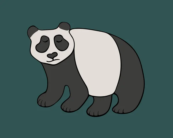 Vektor Isolerad Illustration Panda Djur Panda Grön Bakgrund — Stock vektor