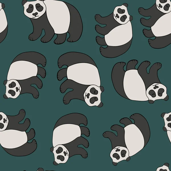 Ilustração Vetorial Isolada Padrão Com Pandas Padrão Para Crianças Com — Vetor de Stock