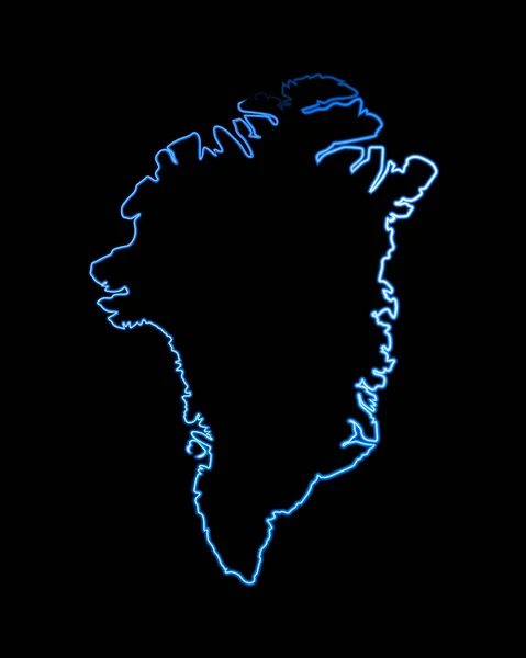 Ilustração Vetorial Isolada Mapa Gronelândia Com Efeito Neon — Vetor de Stock
