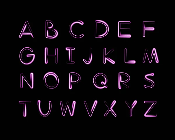 Ilustração Isolada Vetorial Alfabeto Inglês Com Efeito Neon Conjunto Letras — Vetor de Stock