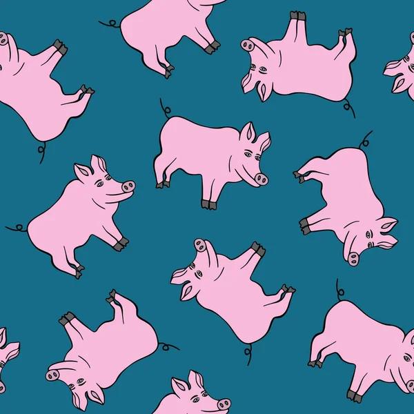 벡터는 돼지의 패턴을 주었습니다 재미있는 돼지를 데리고 아이들의 — 스톡 벡터