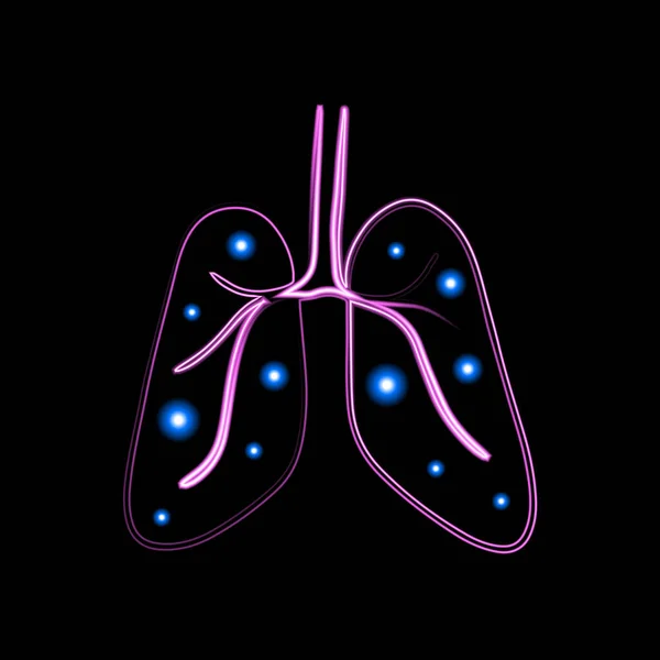 Διάνυσμα Απομονωμένη Απεικόνιση Των Ανθρώπινων Πνευμόνων Επίδραση Νέον Πνευμονική Ανεπάρκεια — Διανυσματικό Αρχείο