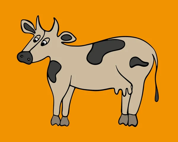Vector Απομονωμένη Απεικόνιση Μιας Αγελάδας Κινουμένων Σχεδίων Κατοικίδιο Για Εκτύπωση — Διανυσματικό Αρχείο