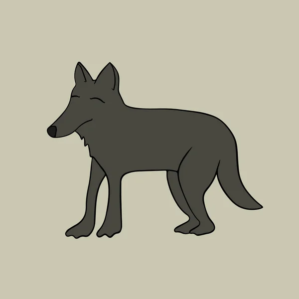 一个卡通狼的矢量孤立的例子 儿童狼印刷品 — 图库矢量图片