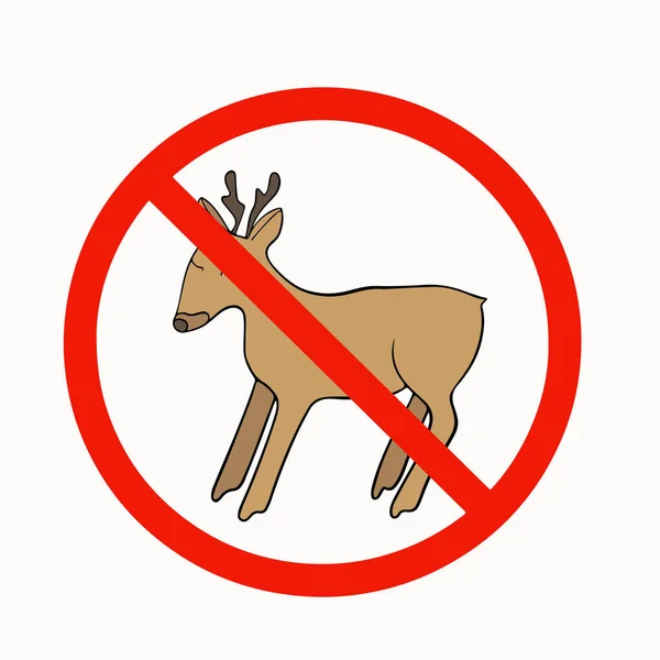 杜尔禁令 病媒孤立地说明狩猎季节的结束 保护自然 禁止猎杀鹿鹿 马路上的鹿群 — 图库矢量图片