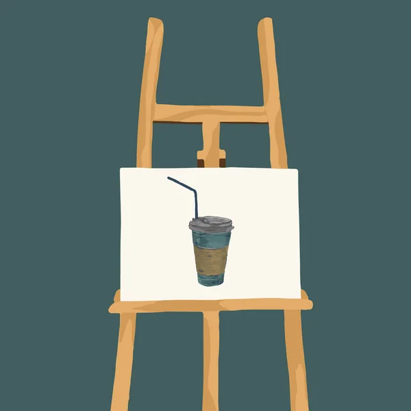 Wektor Odizolowany Ilustracja Reklamy Kawy Plakat Kawą Easel Wzorem Kawy — Wektor stockowy
