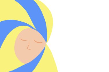 Ukrayna kökenli. Mavi-sarı saçlı bir kız, Ukrayna 'yı sembolize ediyor..