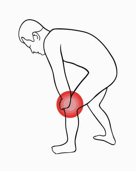 Διάνυσμα Απομονωμένη Απεικόνιση Του Πόνου Στο Γόνατο Περίγραμμα Ενός Άντρα — Διανυσματικό Αρχείο