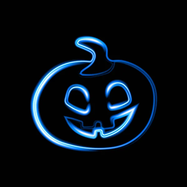 Vektor Izolált Illusztrációja Egy Tök Halloween Ijesztő Tök Neon Effektussal — Stock Vector