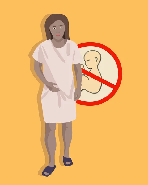 Düşük Çocuk Sahibi Olamamak Donmuş Hamilelik Kürtaj Karnını Tutan Bir — Stok Vektör