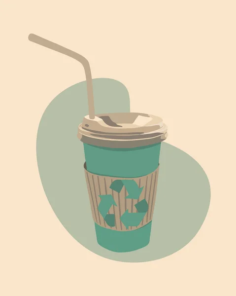 Eliminação Copos Vetor Ilustração Isolada Xícara Café Com Sinal Reciclagem —  Vetores de Stock