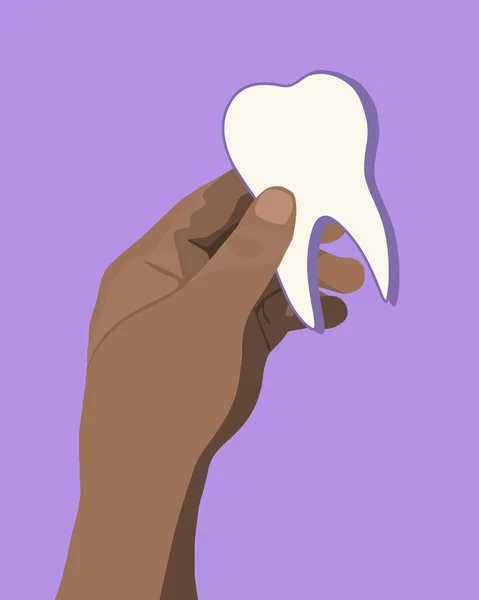 Friska Tänder Tandbehandling Ett Tandimplantat Vektor Isolerad Illustration Hand Som — Stock vektor