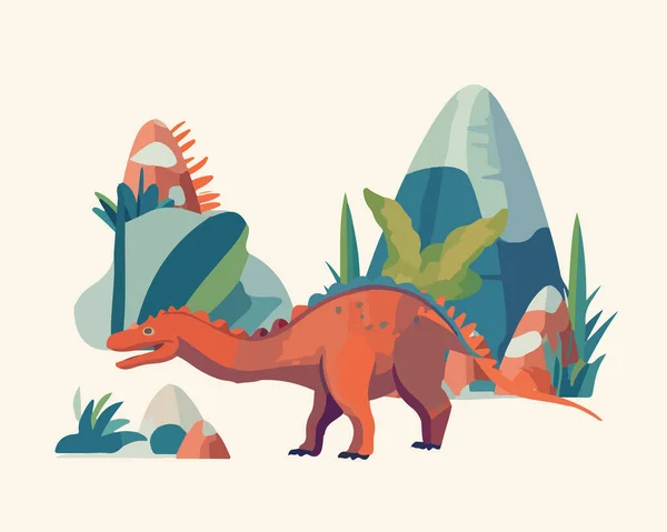 Ilustración Aislada Vectores Dinosaurios Dibujos Animados Dinosaurio — Archivo Imágenes Vectoriales