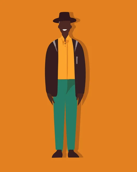 Illustration Vectorielle Isolée Homme Africain Afro Américain — Image vectorielle