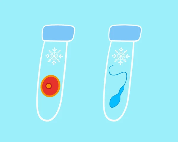 Ilustración Aislada Vectorial Esperma Congelación Óvulos Donación Huevos Huevo Esperma — Vector de stock