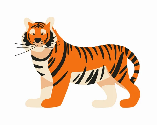 Vector Isolated Illustration Tiger Animal White Background — Stock Vector