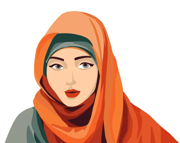 Ilustração Isolada Vetor Retrato Uma Mulher Hijab Uma Mulher Muçulmana —  Vetores de Stock