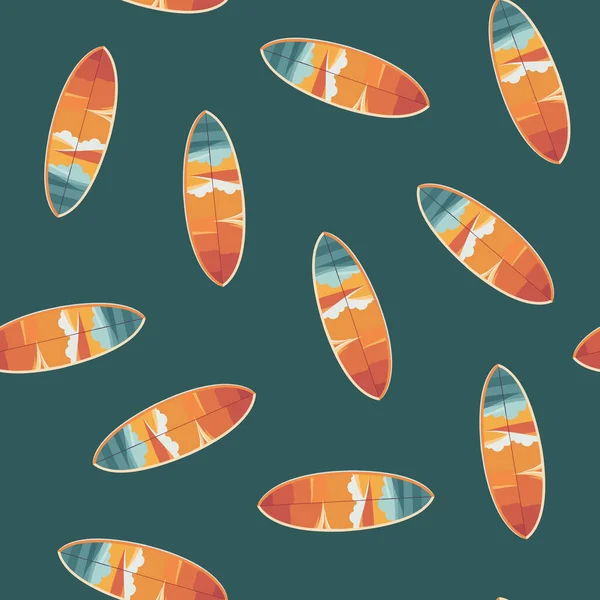 Illustration Vectorielle Isolée Motif Avec Planches Surf — Image vectorielle