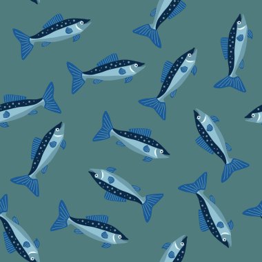 Vector isolated illustration of pattern with fishes. clipart