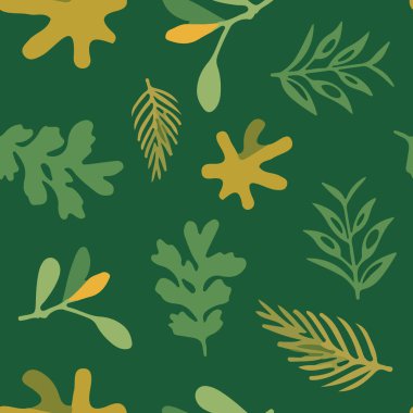 Bitki elementleriyle izole edilmiş bir örüntünün vektör çizimi.