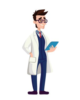 Beyaz arka planda bir doktorun izole edilmiş görüntüsü..