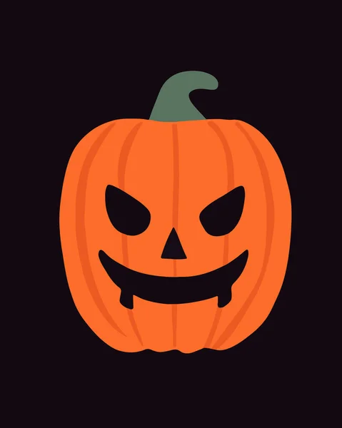 Ilustración Vectorial Aislada Una Calabaza Halloween Sobre Fondo Negro — Archivo Imágenes Vectoriales